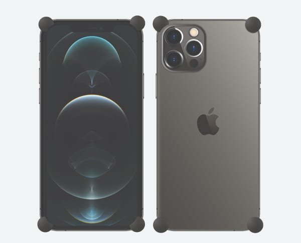 Carbon Original CORNERS installed on all four corners of a bare iPhone 12 / 12 Pro / Max / mini