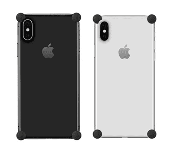 Carbon Original CORNERS installed on all four corners of a bare iPhone X / XS / XS Max